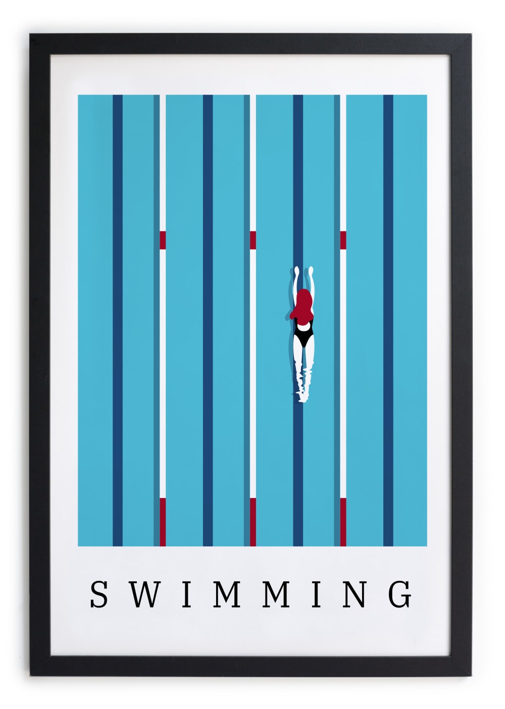 Tableau avec cadre noir 40x30 Affiche de Natation