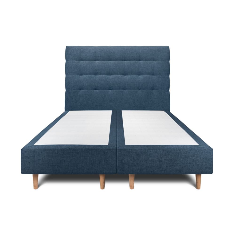 Lit avec tête de lit capitonnée tissu et sommier tapissier  Bleu océan