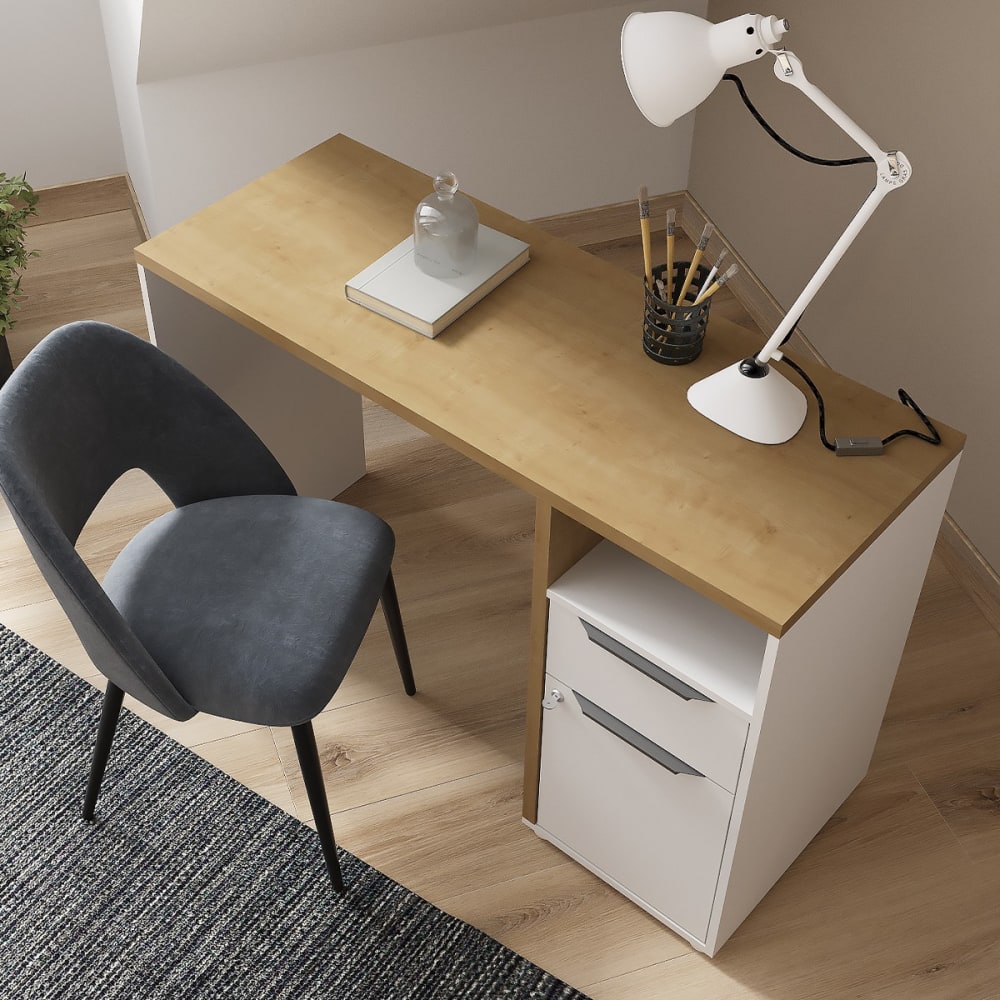 Bureau 1 porte, 1 tiroir et 1 niche h77,4 cm - marron - Maisons du Monde