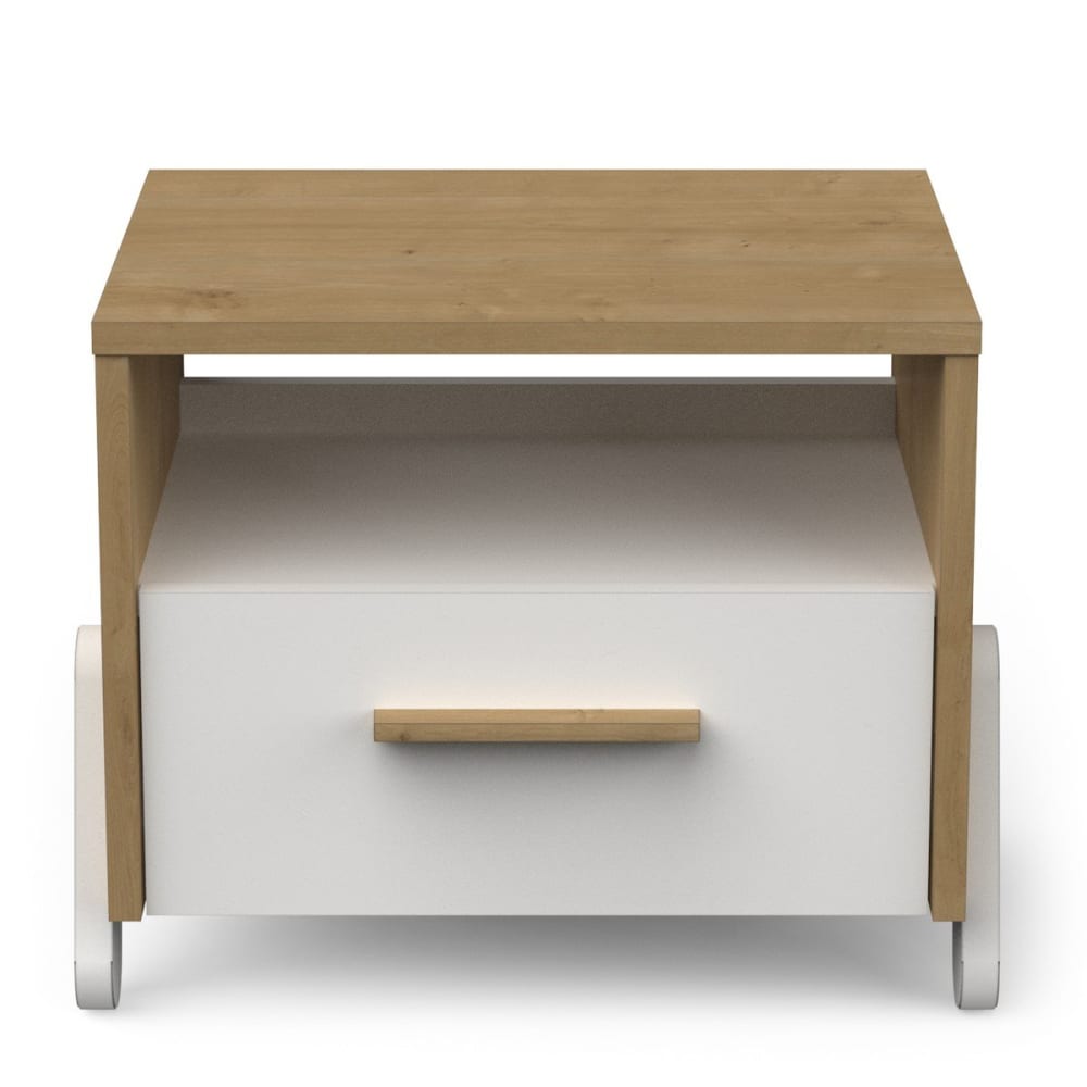 Calicosy Chevet 1 tiroir l39,3 cm - blanc style contemporain - Panneau De Particules