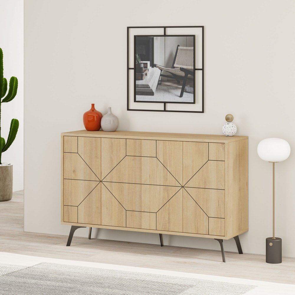 Buffet en bois beige 123 x 35 x 62 cm - Maisons du Monde