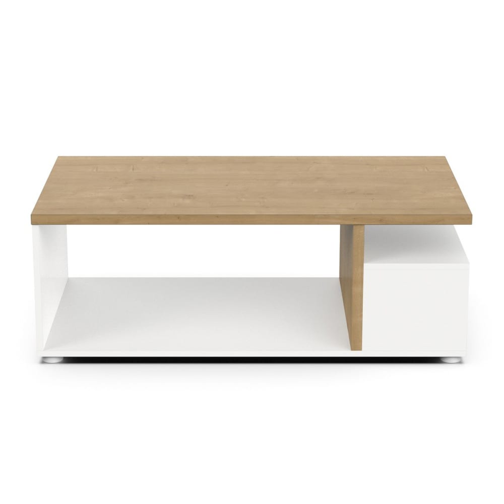 Calicosy Table basse 3 niches l91,8 cm - bois clair style contemporain Beige Panneau De Particules - 92x36x50cm