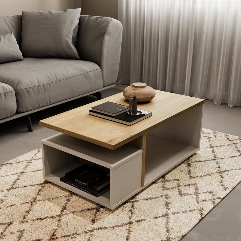 Table basse 3 niches l91,8 cm - bois clair - Maisons du Monde