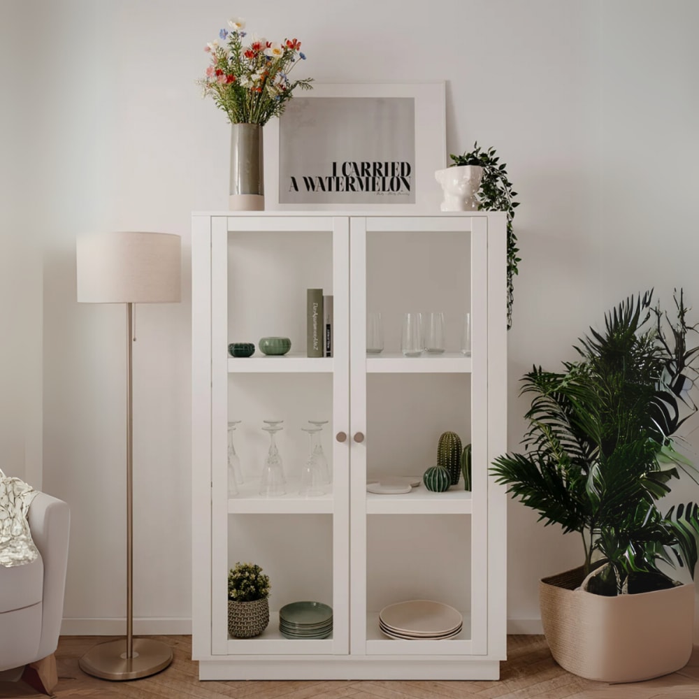 Buffet haut 4 étagères l100 cm - blanc - Maisons du Monde