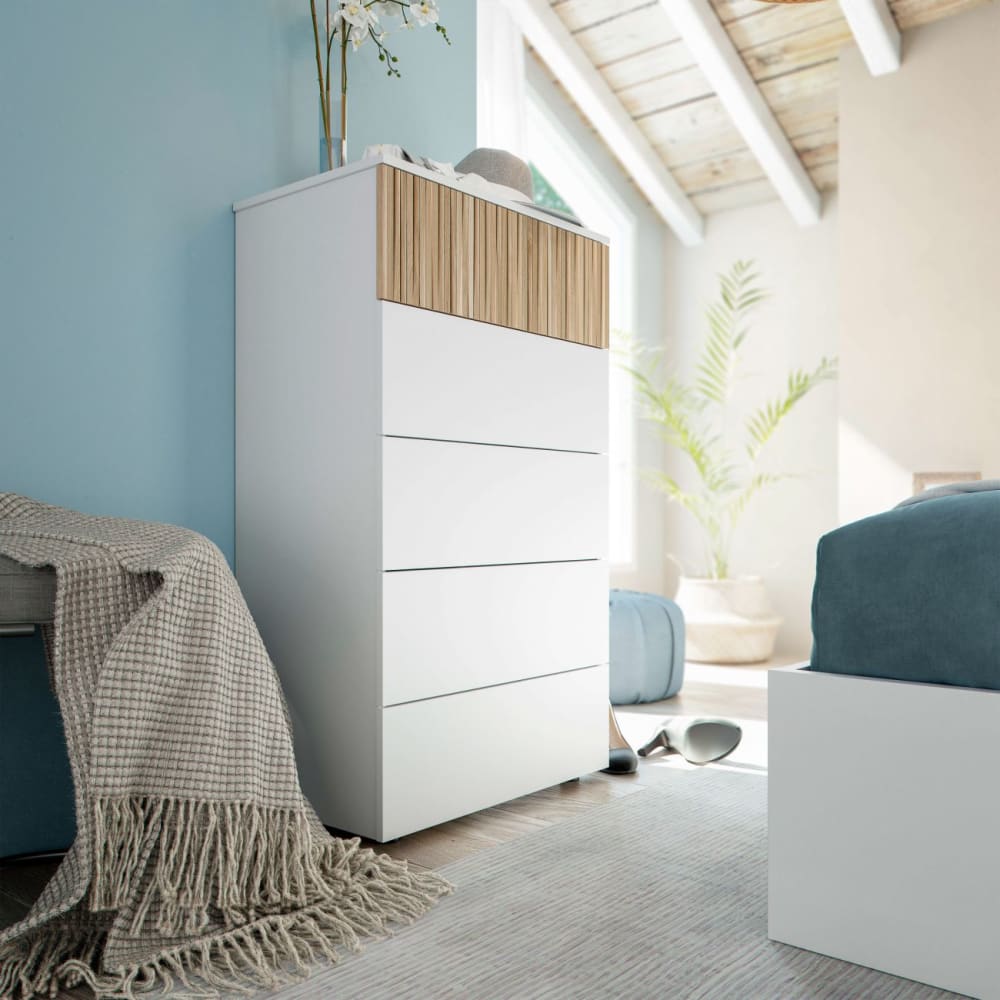 Commode 5 tiroirs h109 cm - blanc - Maisons du Monde