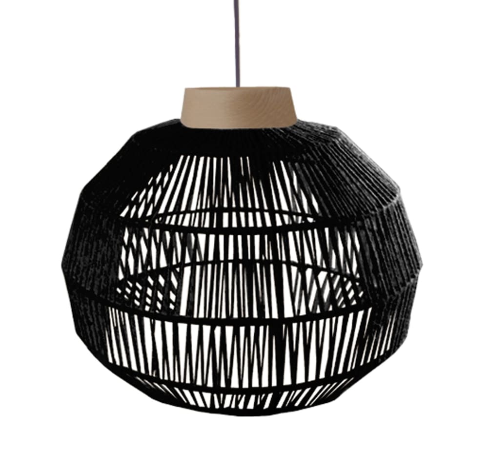Lampadaire métal noir bois naturel noir abat-jour noir — vue 4