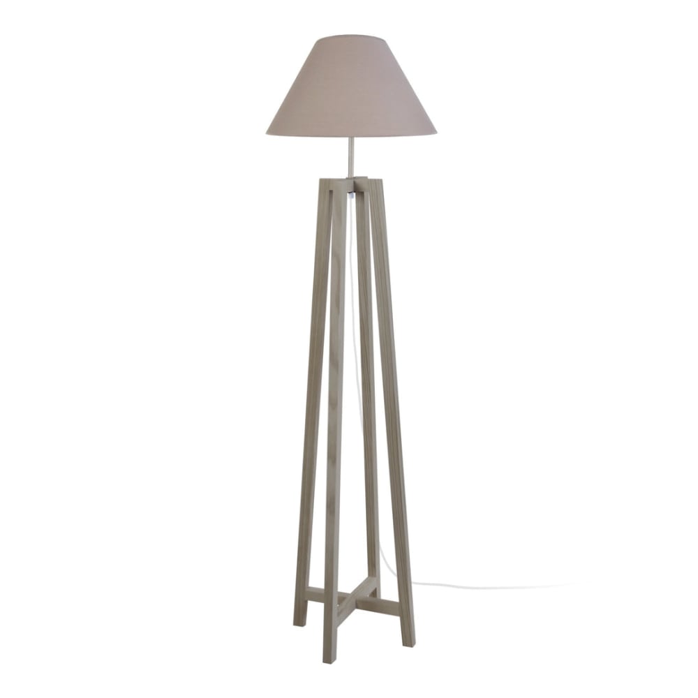 Lampadaire bois taupe abat-jour taupe