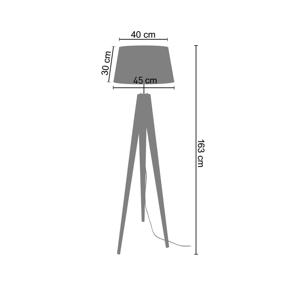 Lampadaire trepied bois blanc abat-jour tissu blanc — vue 4