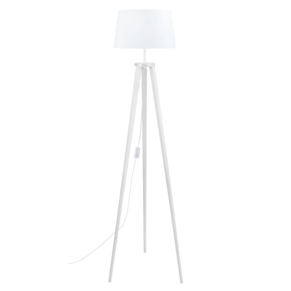 Lampadaire bois blanc abat-jour blanc - Maisons du Monde