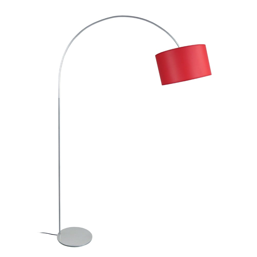 Lampadaire métal aluminium  abat-jour tissu rouge