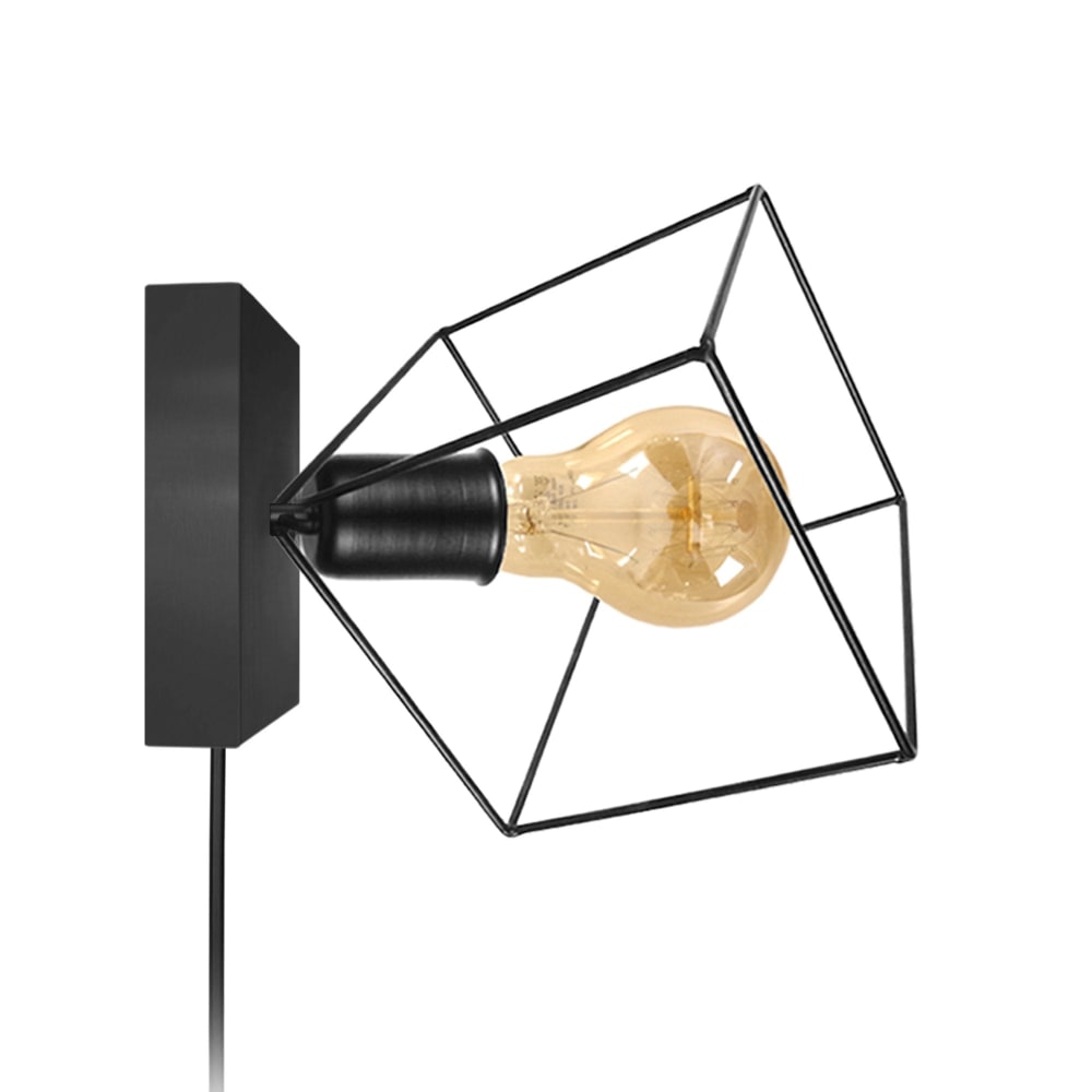 Applique cube filaire métal  abat-jour  anthracite