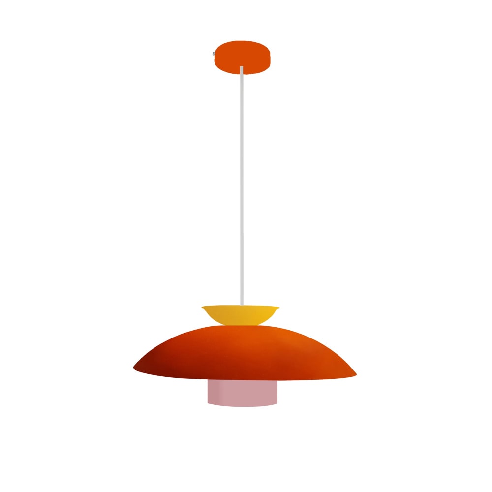 Suspension métal multicolore abat-jour orange