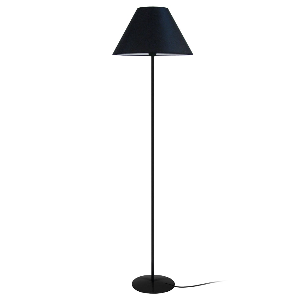 Lampadaire métal abat-jour tissu noir