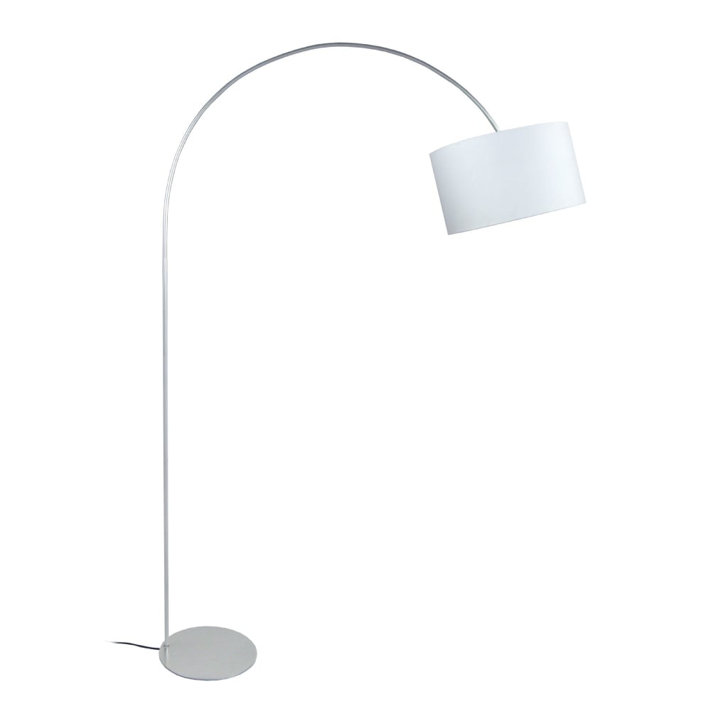 Lampadaire métal aluminium abat-jour tissu blanc - Maisons du Monde