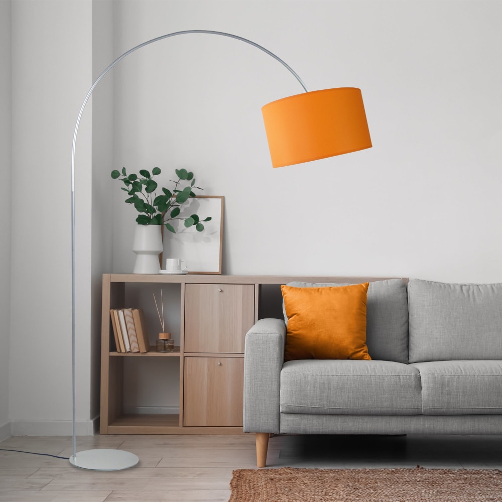 Lampadaire métal aluminium abat-jour tissu marron - Maisons du Monde