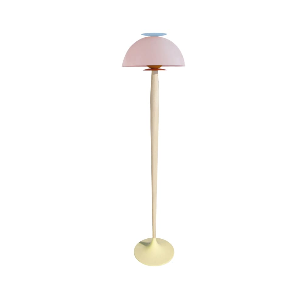 Lampadaire bois naturel métal orange abat-jour multicolore - Maisons du Monde