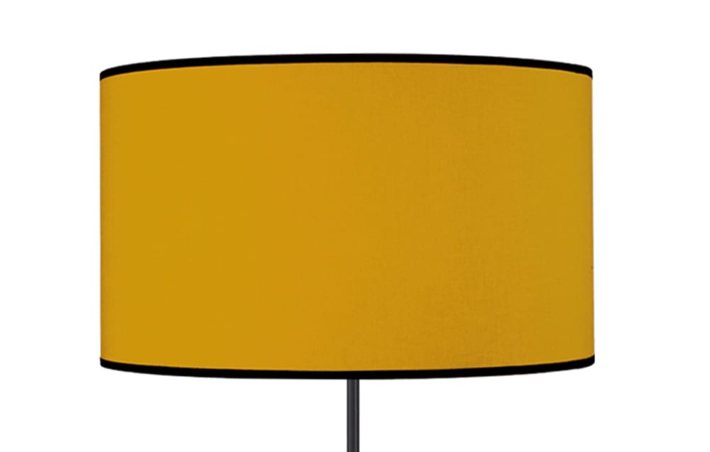 Lampadaire bois noir abat-jour tissu jaune moutarde — vue 4