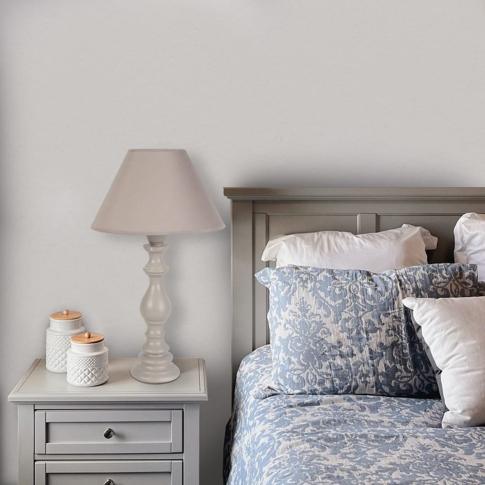 Lampe de table bois taupe abat-jour tissu taupe