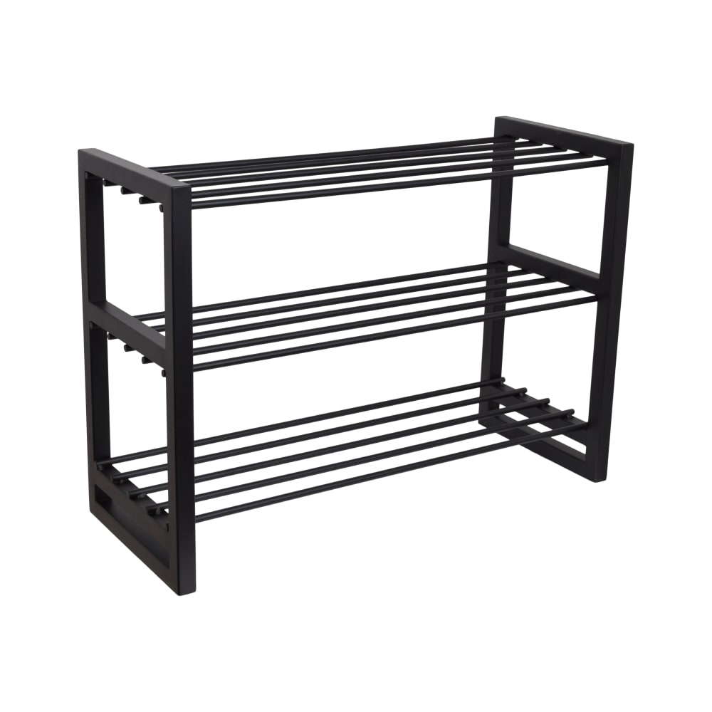 LOFT42 Doppel-Schuhregal aus Metall, 70x50x28 cm, Schwarz Schwarz Metall