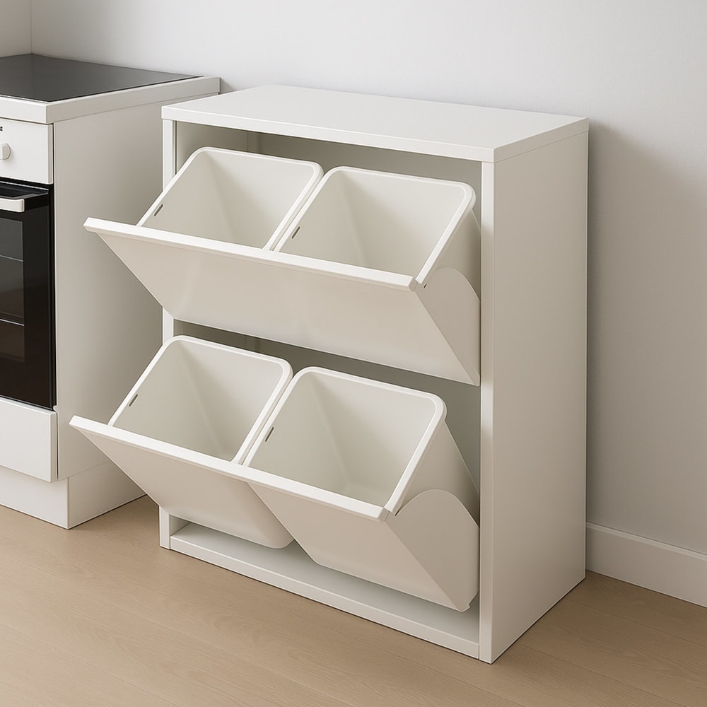 Poubelle en métal blanc 60x25x93h cm - Maisons du Monde