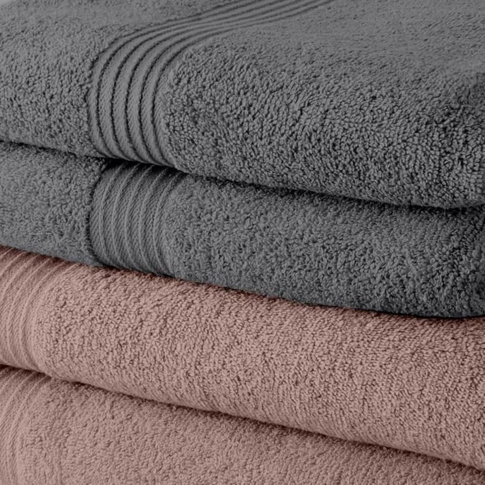 Lot de 5 Draps de Bain coton uni  70x130 cm Rose - Maisons du Monde