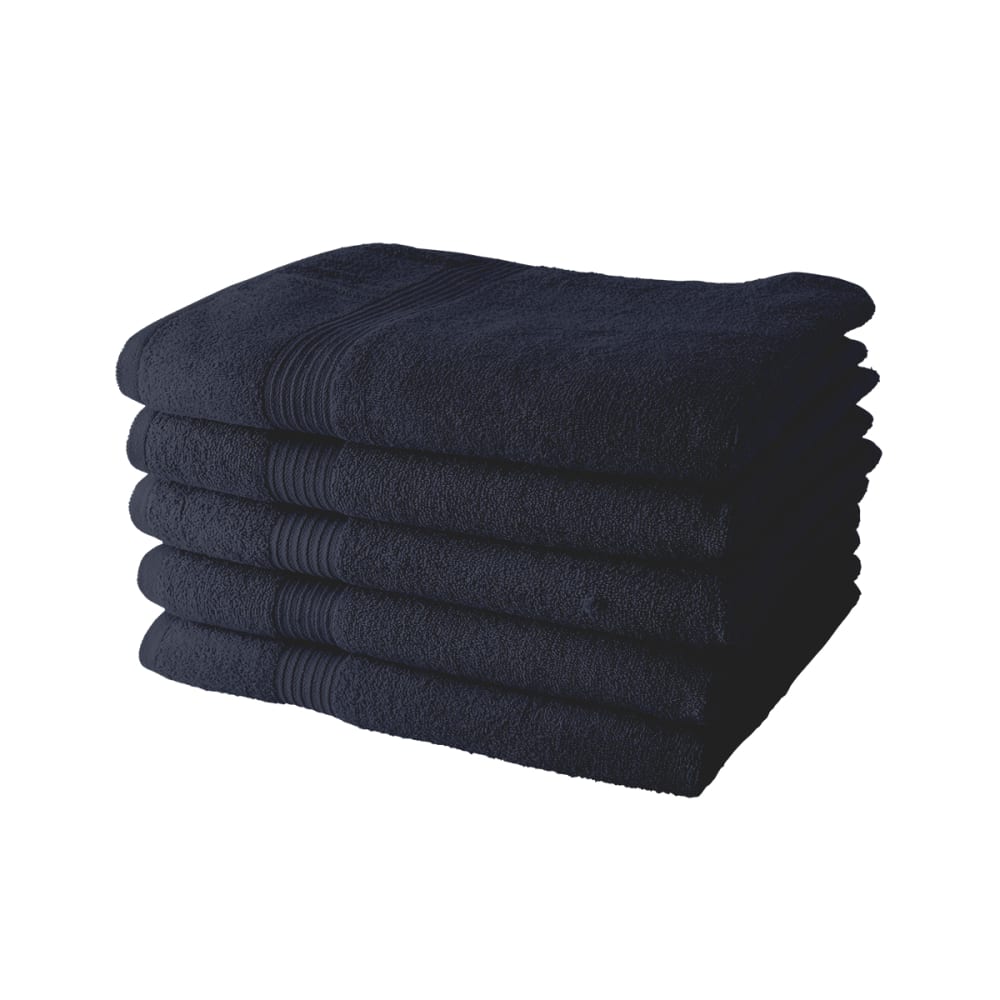 Lot de 5 Draps de Bain coton uni  70x130 cm Bleu marine