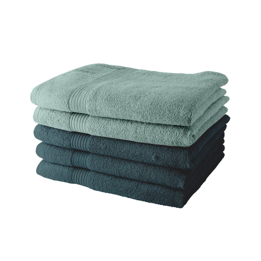Lot de 5 Draps de Bain coton uni  70x130 cm Bleu pétrole