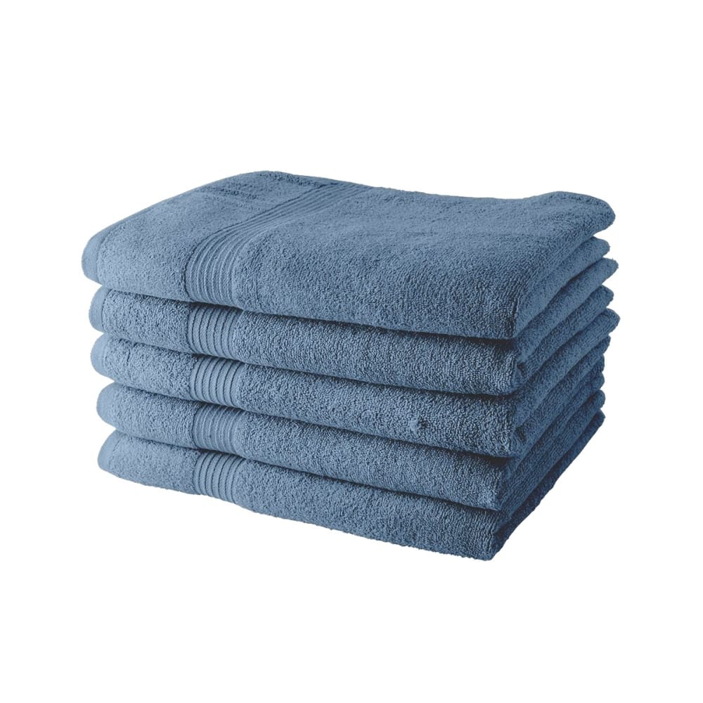 Lot de 5 Draps de Bain coton uni  70x130 cm Bleu gris