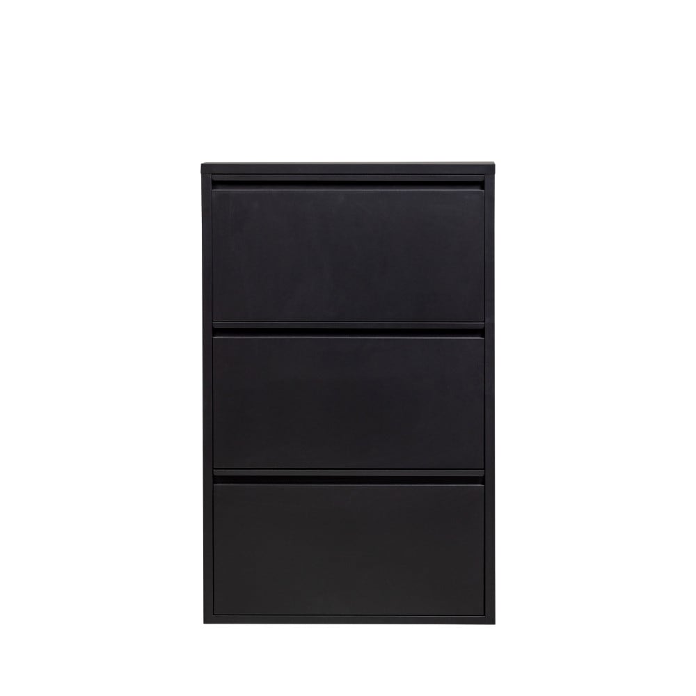 Meuble à chaussures 3 portes en métal L66cm - Noir Meuble à chaussures 3 portes en métal L66cm - Noir