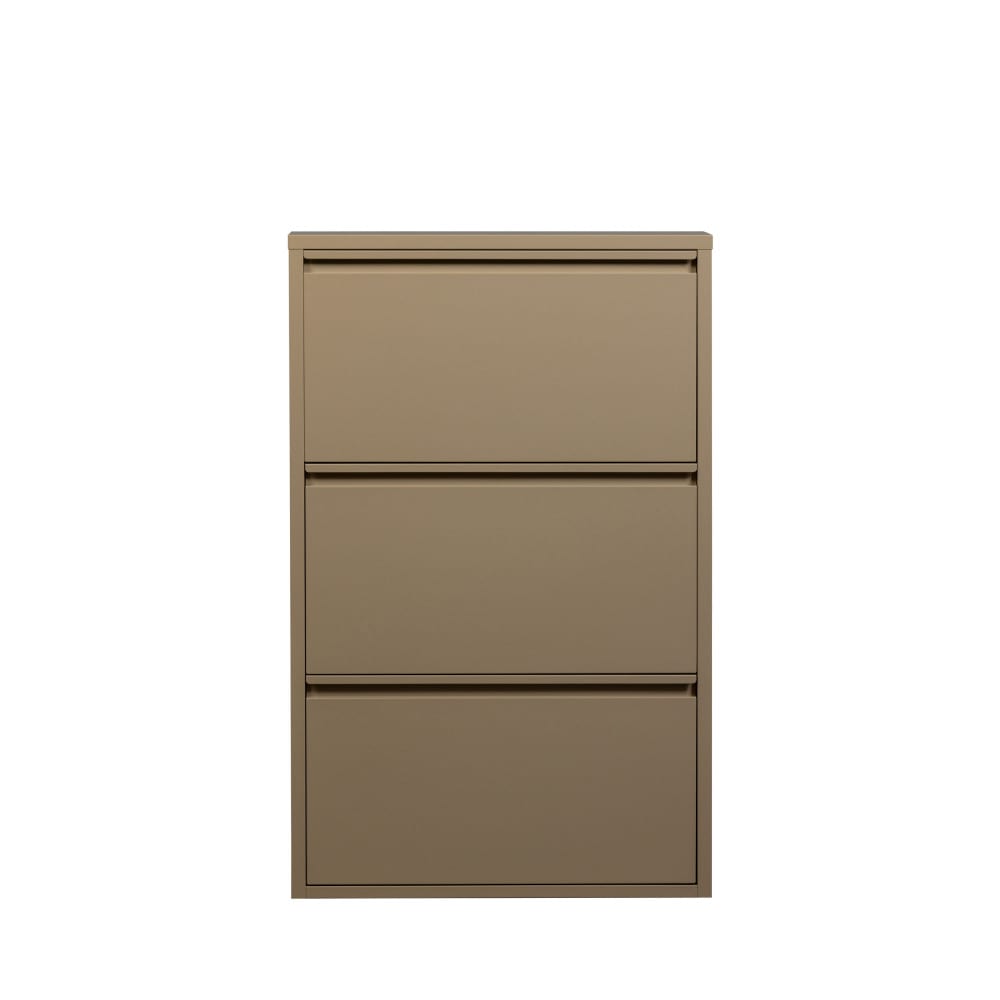 Meuble à chaussures 3 portes en métal L66cm - Beige