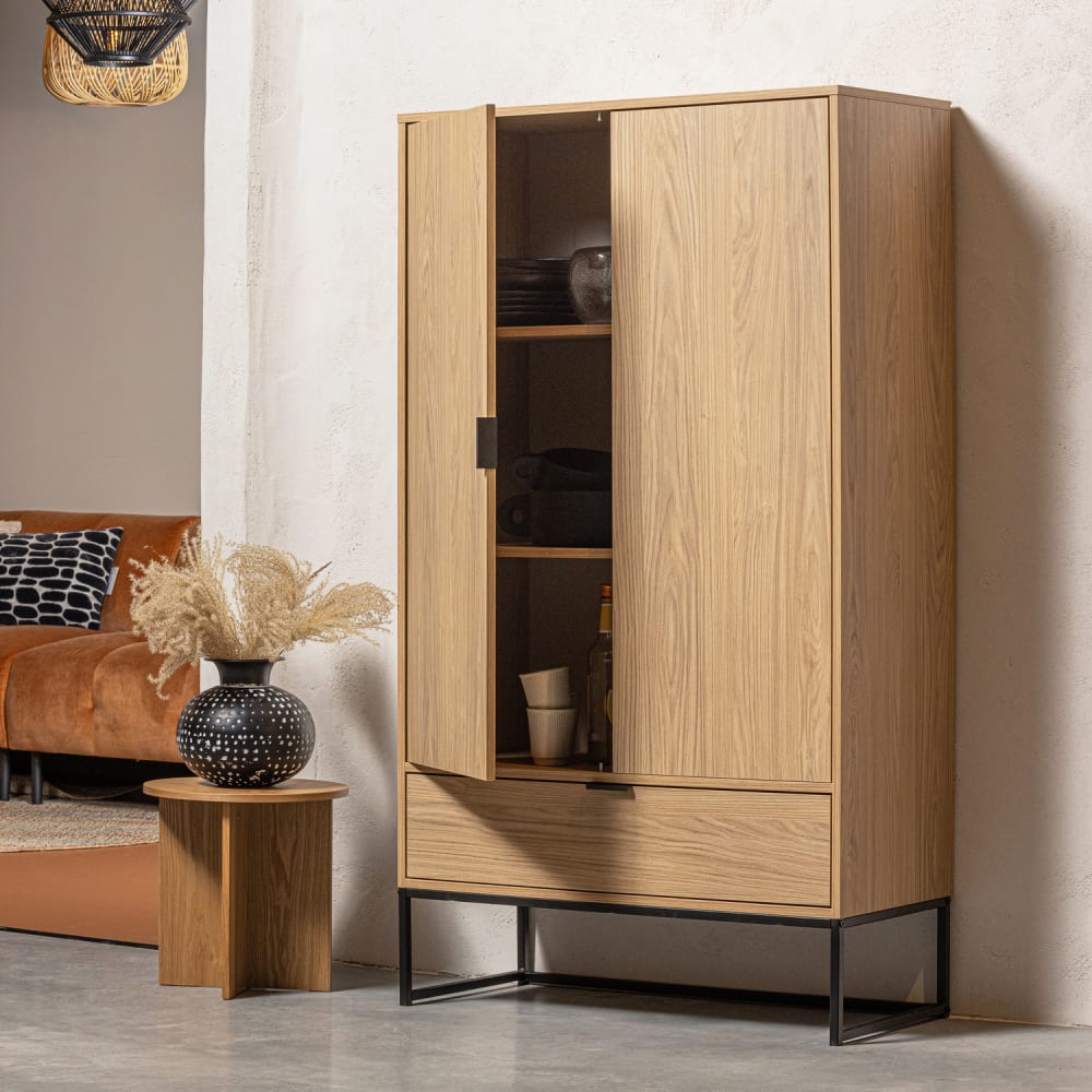 Armoire 2 portes en bois de chêne et mélamine marron - Maisons du Monde