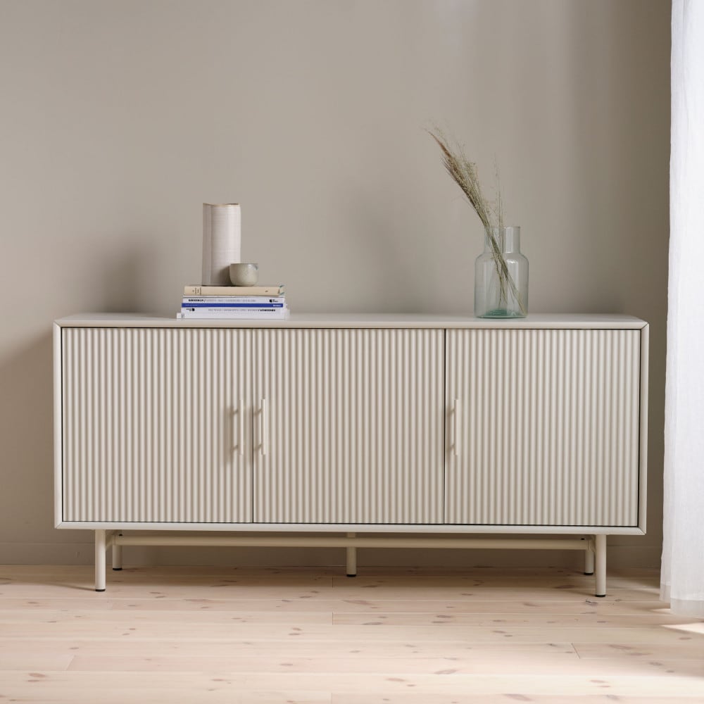 Buffet 3 portes en bois et métal l160cm - grège - Maisons du Monde