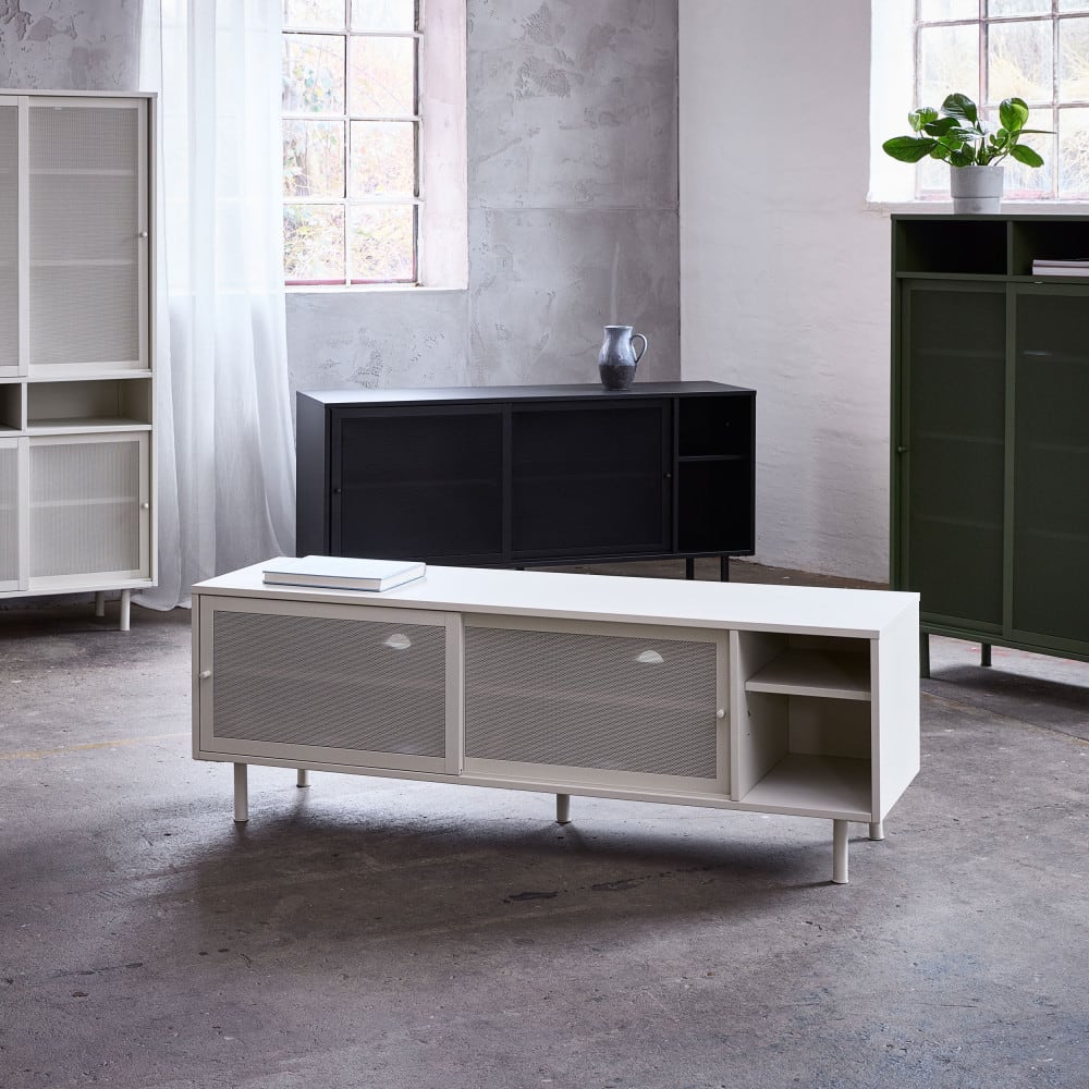 Buffet 2 portes, 2 niches en métal l160cm - noir - Maisons du Monde