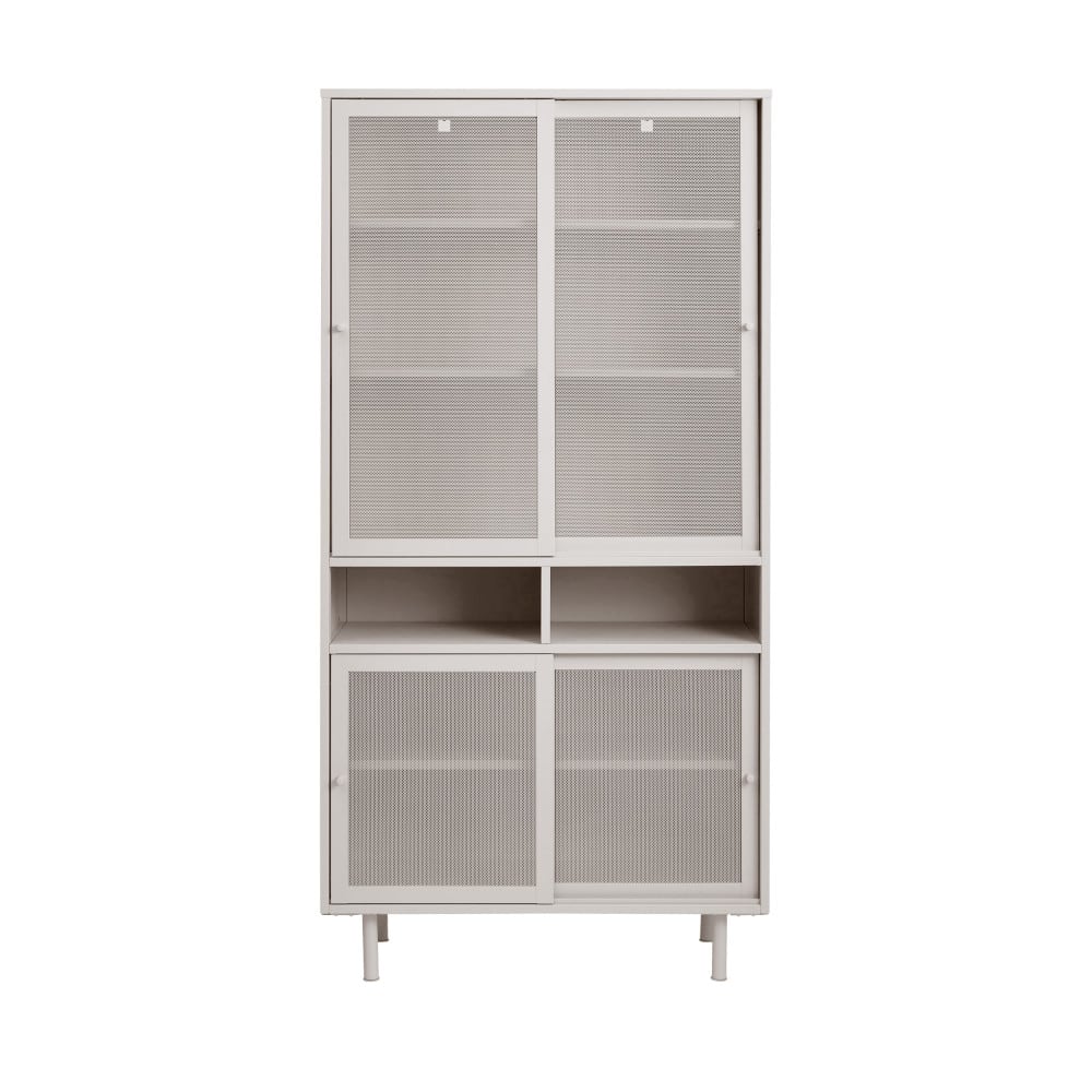 Vaisselier 4 portes, 2 niches en métal H180cm - Grège