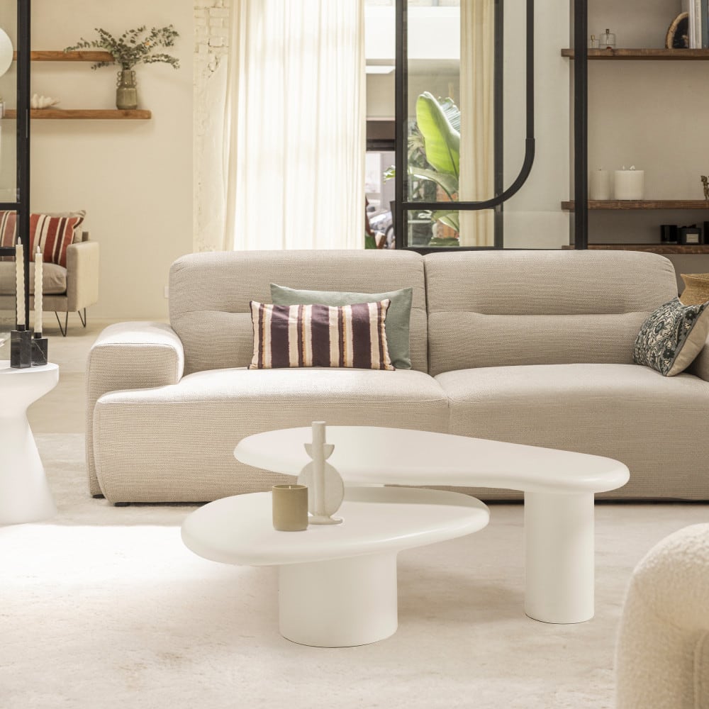 Table basse organique en fibre de ciment L120cm - Blanc