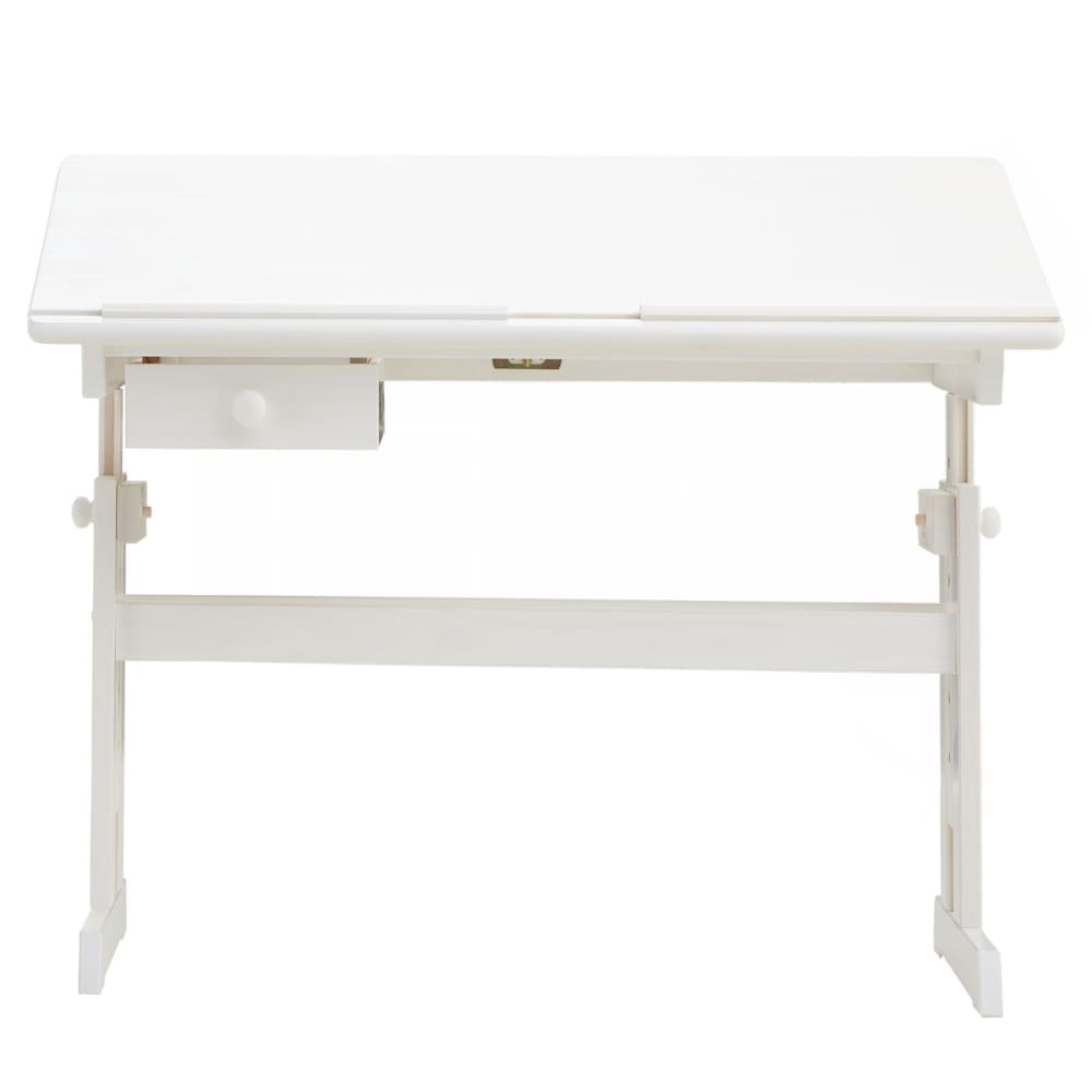 Bureau enfant réglable et inclinable en bois massif, blanc