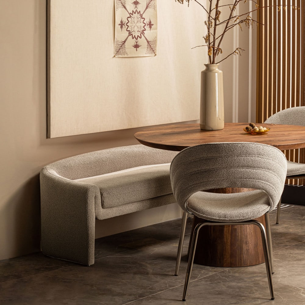 Banc de salle à manger 2 places en tissu beige