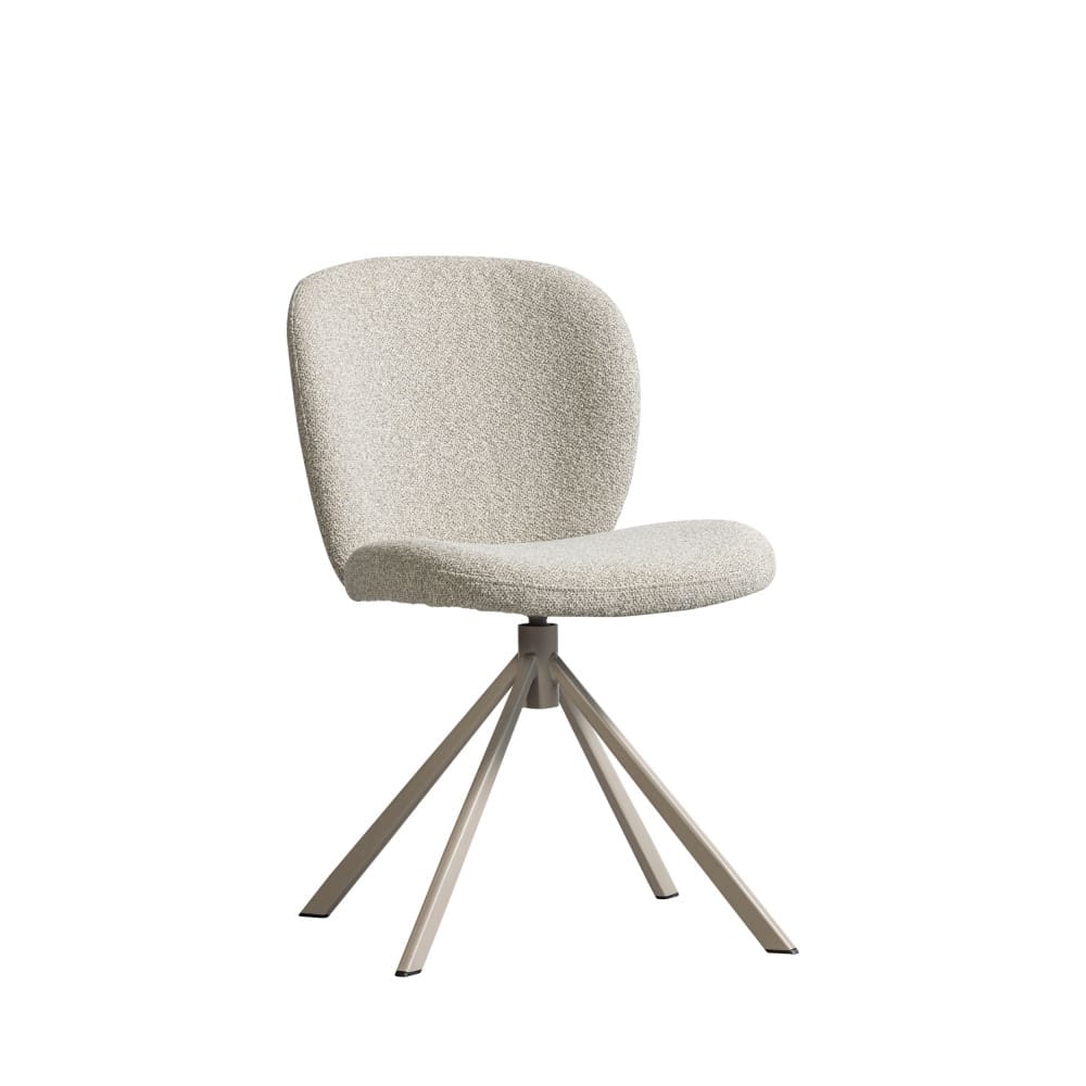 Chaise en tissu bouclette et métal - Écru