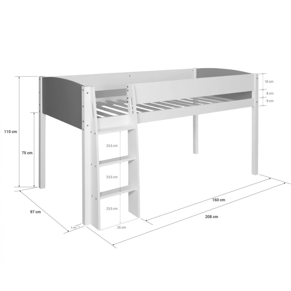 Lit mezzanine pour enfant avec échelle