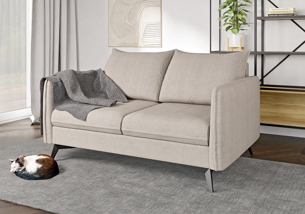 Canapé 2 places en microfibre beige 138x91x86 cm