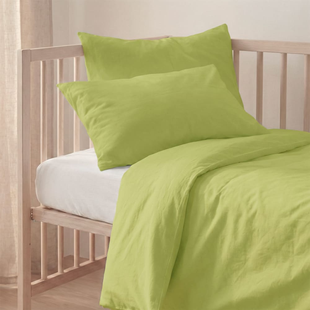 Parure housse de couette 2 pièces 100% coton vert 100x120 cm (berceau) - Maisons du Monde