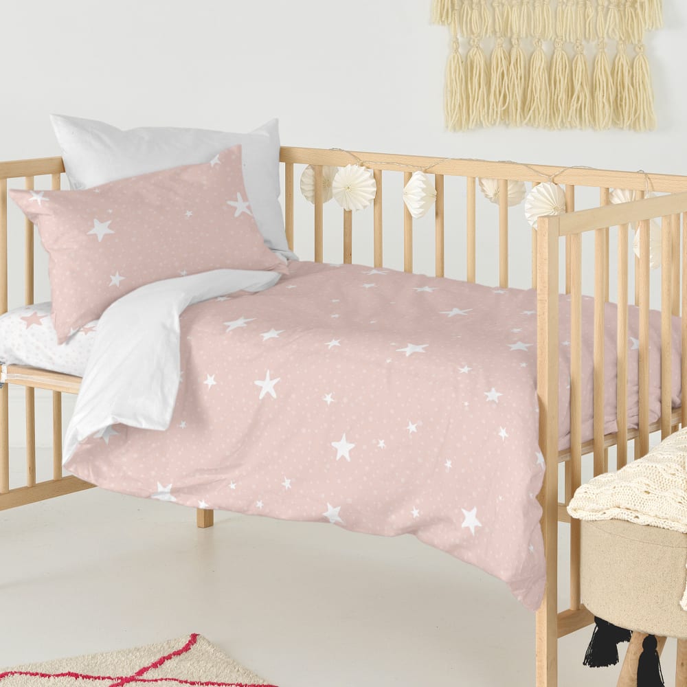 Happy Friday Parure housse de couette 2 pièces rose 115x145 cm (lit bébé) style contemporain Rose Certifié Oeko-Tex Coton - 145x1x115cm