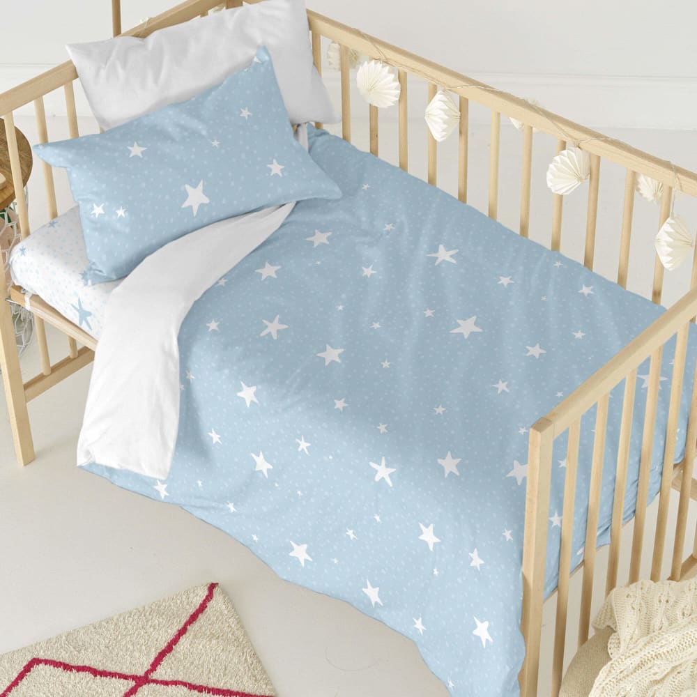 Parure housse de couette 2 pièces 100% coton bleu 100x120 cm (berceau) - Maisons du Monde