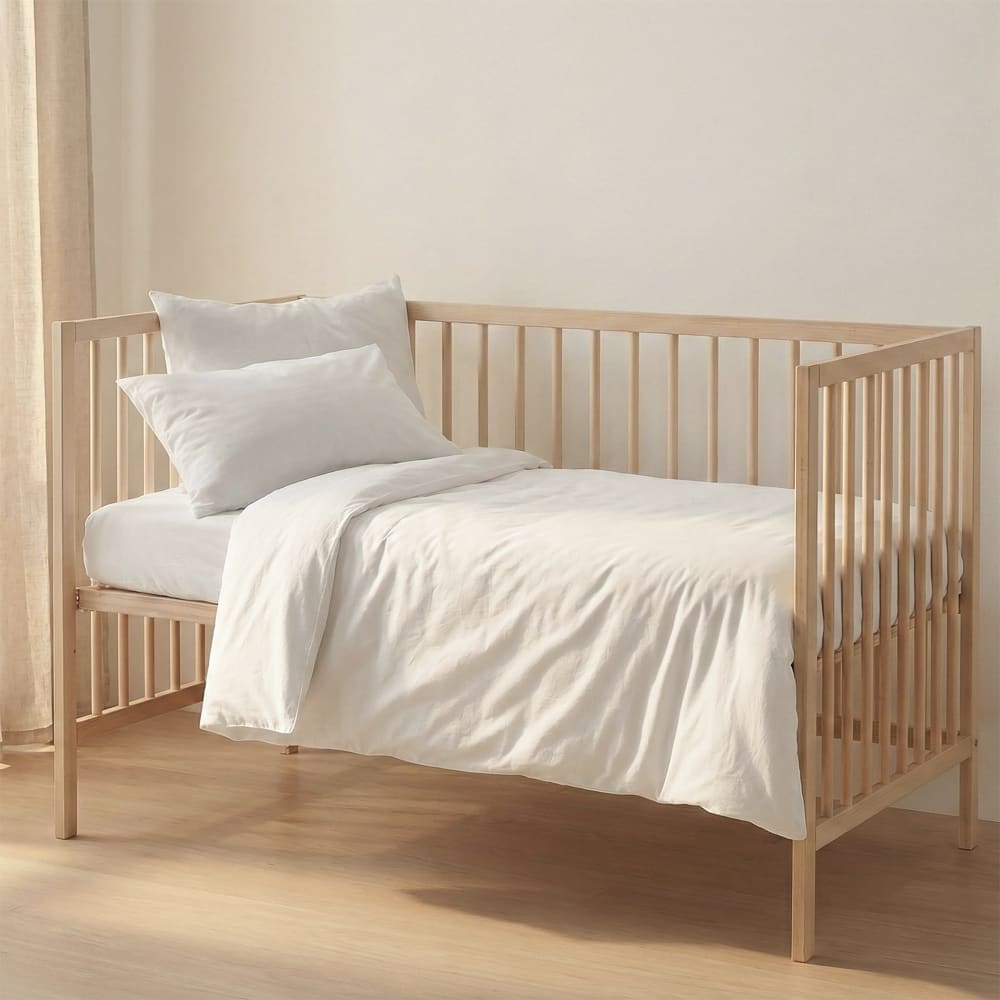 Happy Friday Parure housse de couette 2 pièces blanc 115x145 cm (lit bébé) style contemporain Blanc Certifié Oeko-Tex Coton - 145x1x115cm