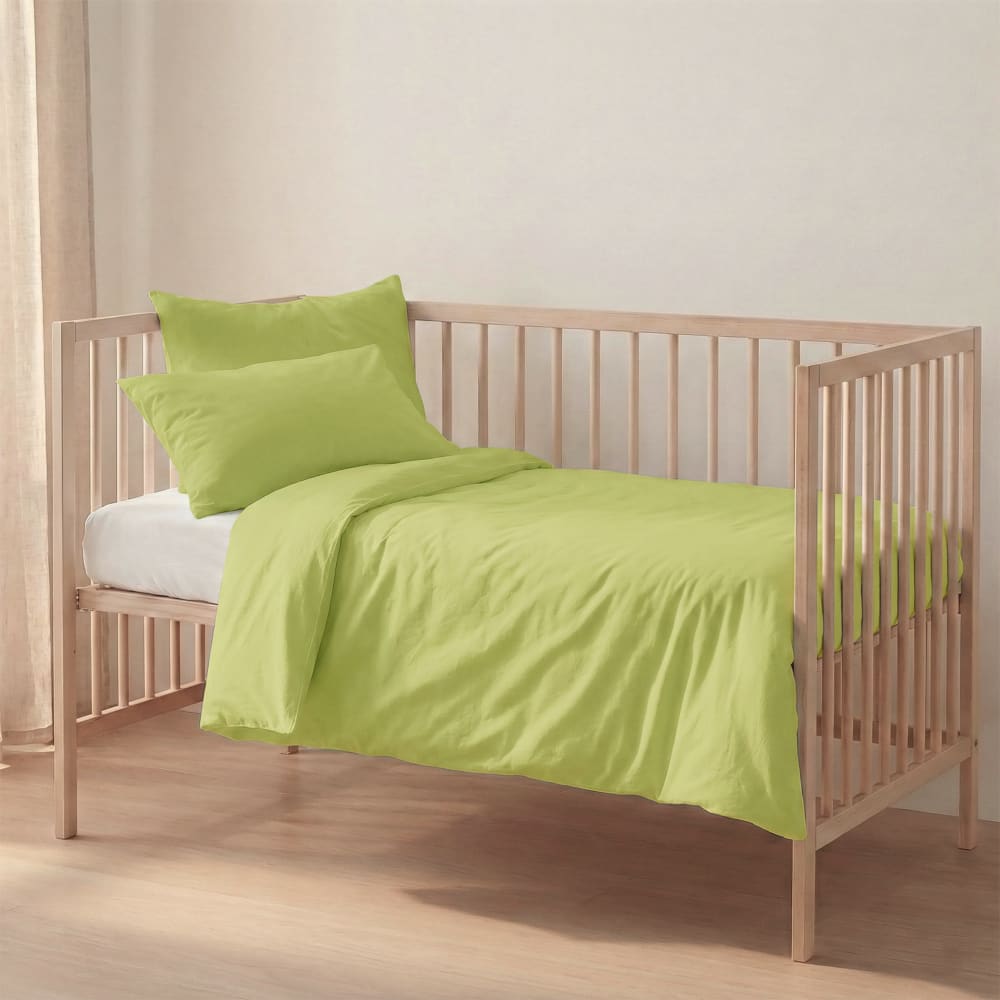 Happy Friday Parure housse de couette 2 pièces vert 115x145 cm (lit bébé) style contemporain Vert Certifié Oeko-Tex Coton - 145x1x115cm