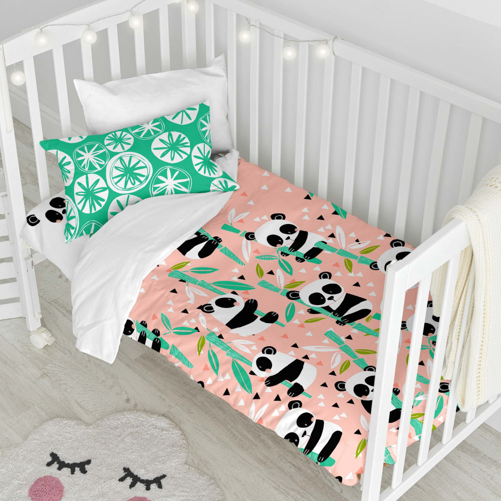 Happy Friday Parure housse de couette 2 pièces rose 115x145 cm (lit bébé) style contemporain Rose Certifié Oeko-Tex Coton - 145x1x115cm
