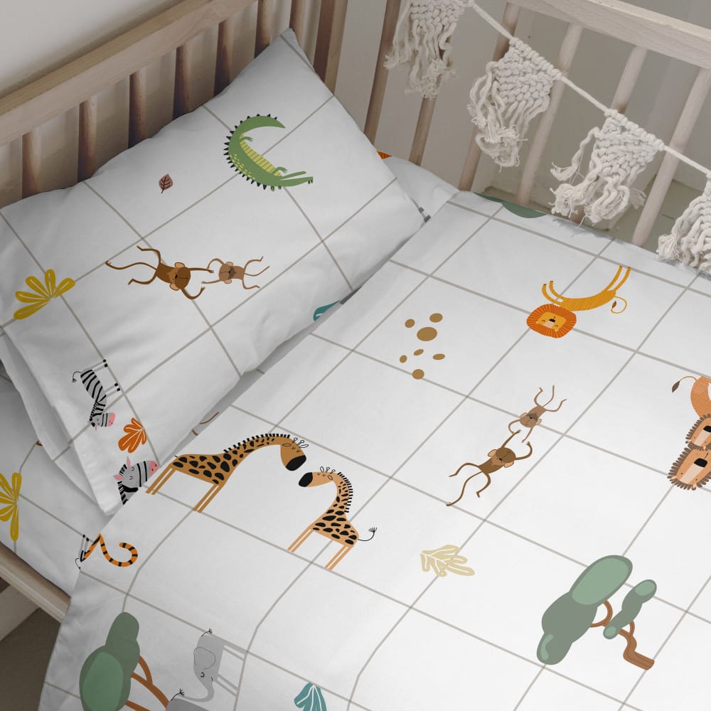 Parure housse de couette 2 pièces 100% coton multicolore 100x120 cm - Maisons du Monde