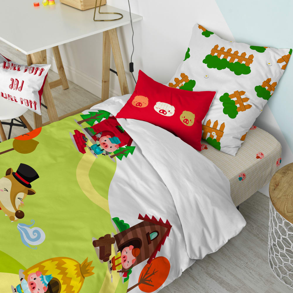 Parure housse de couette 2 pièces 100% coton multicolore 140x200 cm - Maisons du Monde
