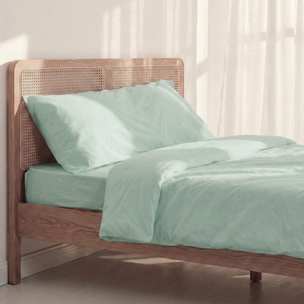 Parure housse de couette 2 pièces 100% Coton Menthe 155x220 cm