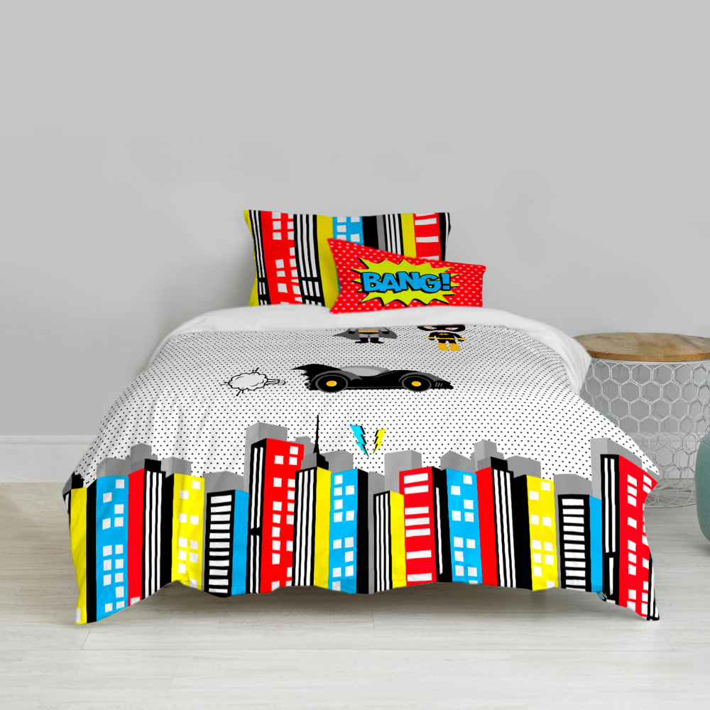 Parure housse de couette 2 pièces 100% Coton Multicolore 140x200 cm